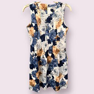 💙 SHELBY & PALMER Floral Sheath Dress | Size 10 | Navy/Rust Print 💙